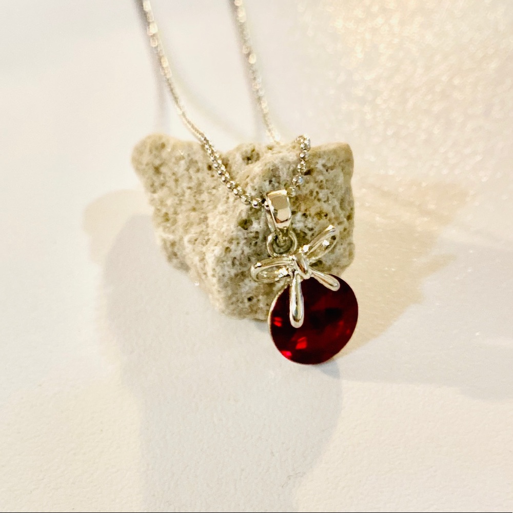 Silver Necklace with Ruby Stone